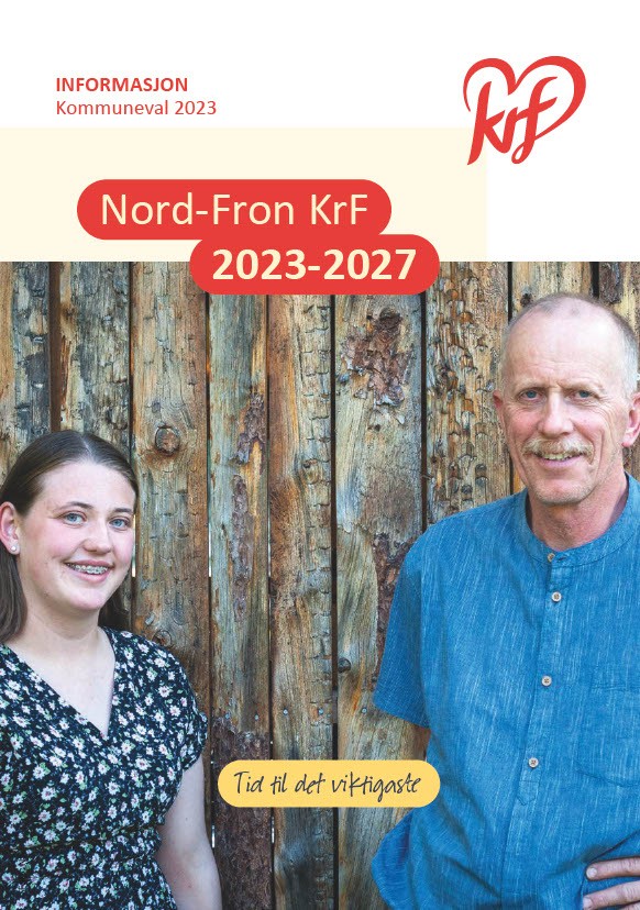 Forsiden til Nord-Fron KrF med 2.kandidat Linnea Ingeborg Bakken og 1.kandidat Kristian Ekre
